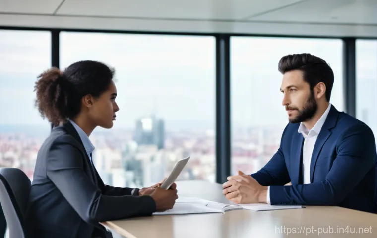 공공정책 전문가의 연봉 협상 팁 - **Professional Salary Negotiation in a Modern Office:**
    "A confident, diverse professional in th...
